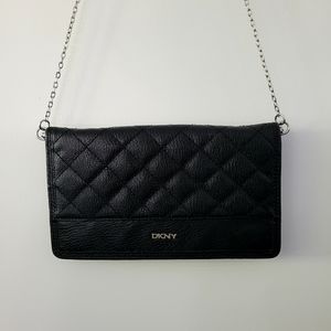DKNY black faux leather wallet purse
